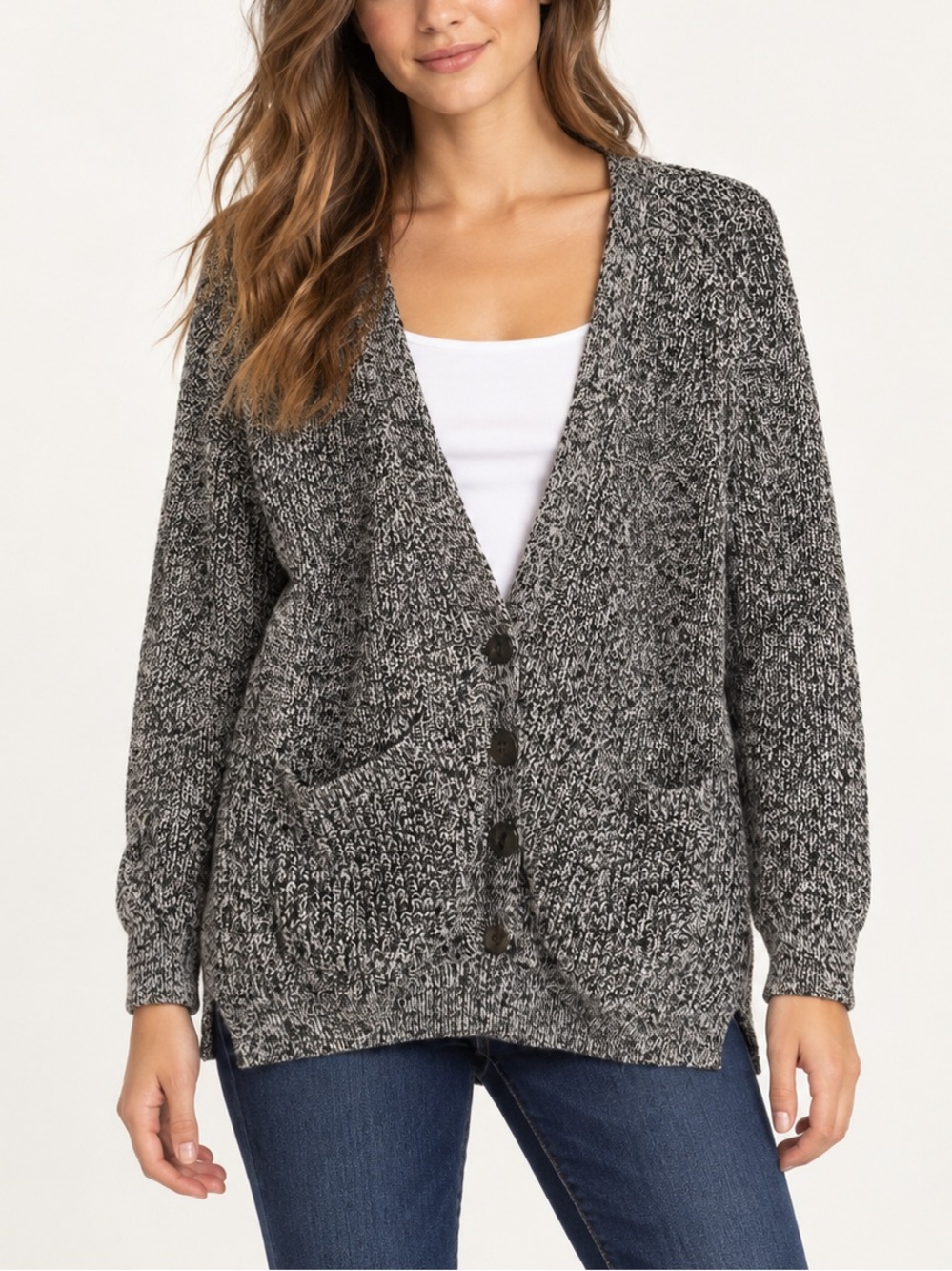 Levi’s Marled Knit Button Front Boyfriend Cardigan Sweater